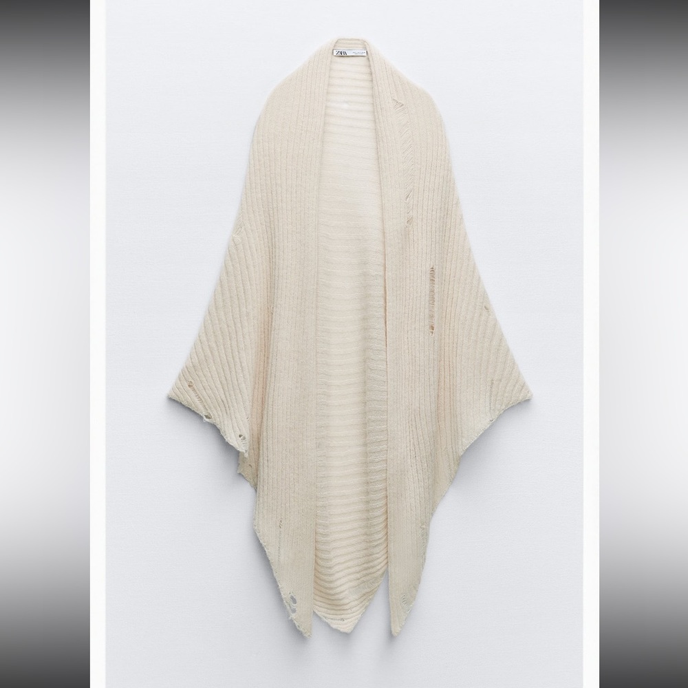 Beige distressed cardigan wrap